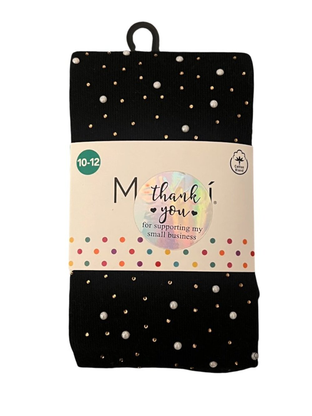 MeMoi Girls Embellished Fashion Tights Size 10-12 Black with Pearls and Rhinesto